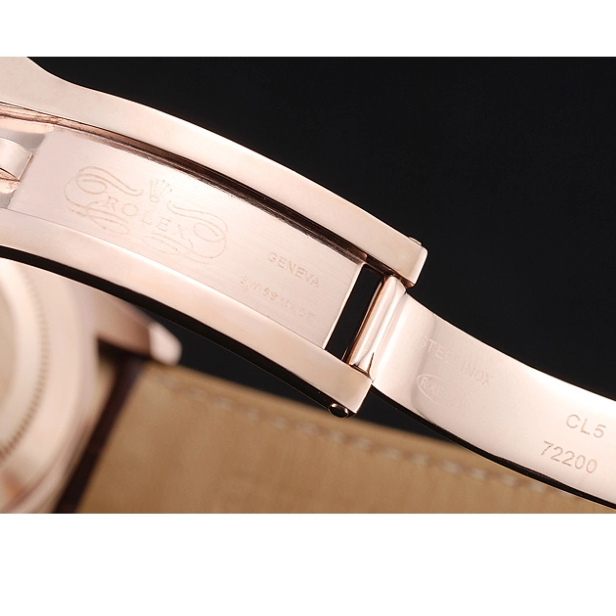 Aaa replica watch Daytona 1454243 Dial Rolex Case Rose Brown Brown Leather Bracelet Cosmograph Gold 0518